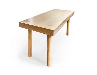 Table Etabli, en multiplis de bouleau massif