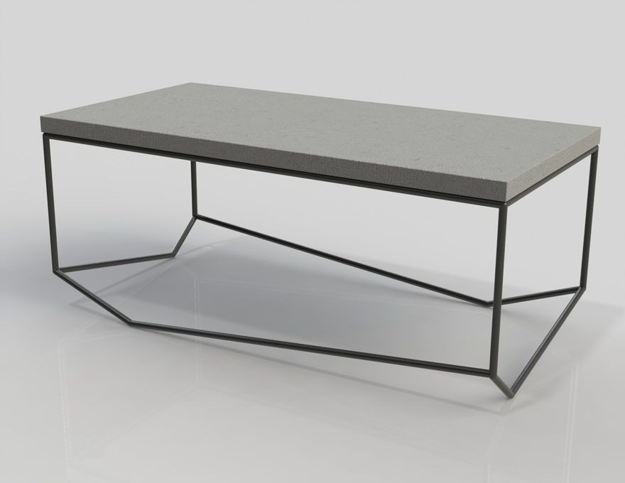 Béton technique, épaisseur 30mm. Piètement en fil d'acier, 12mm de diamètre. Format 45cm x 90cm, hauteur 37cm. Design Thomas Bleicher